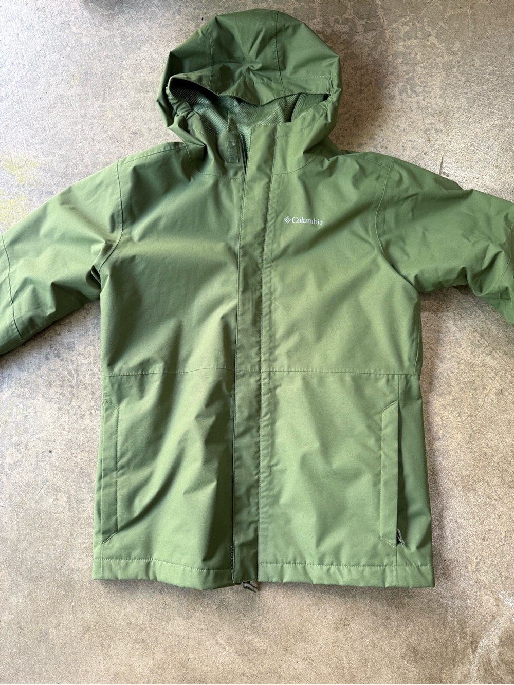 Columbia Kids Olive Green Hooded Rain Jacket